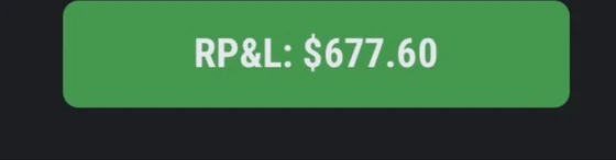 A realised profit and loss badge reading $677.60