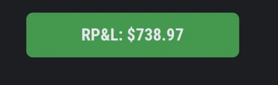 A realised profit and loss badge reading $738.97